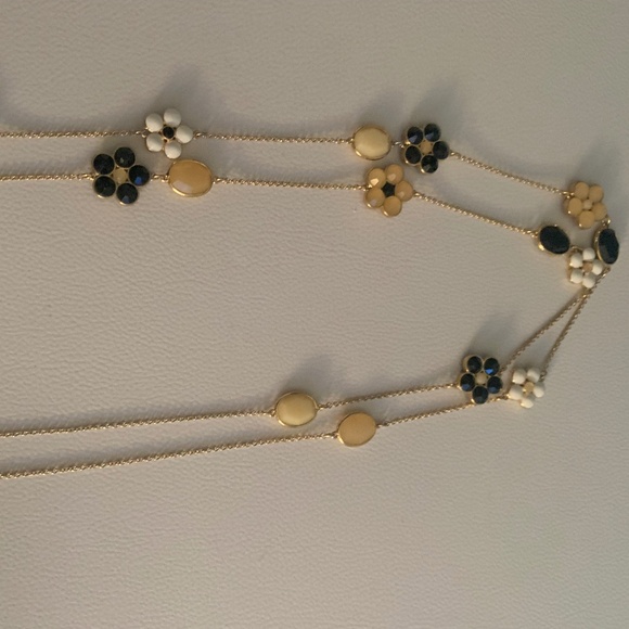 Kate Spade Long Gold Tone Chain with Flower and Oval Stone Accents - Picture 2 of 6